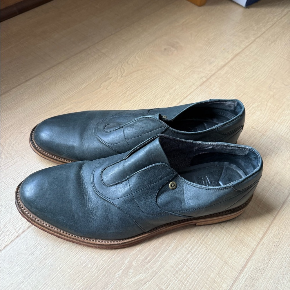J. Shoes Men's Leather Slip-On Dress Shoes - Blue Size 10.5